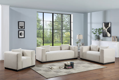 Carly Beige Linen Textured Fabic Sofa S