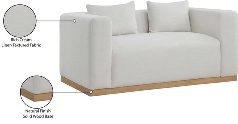 Carly Cream Linen Textured Fabic Loveseat L
