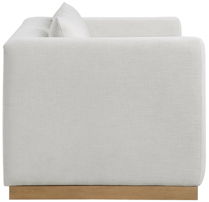 Carly Cream Linen Textured Fabic Loveseat L