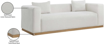 Carly Cream Linen Textured Fabic Sofa S