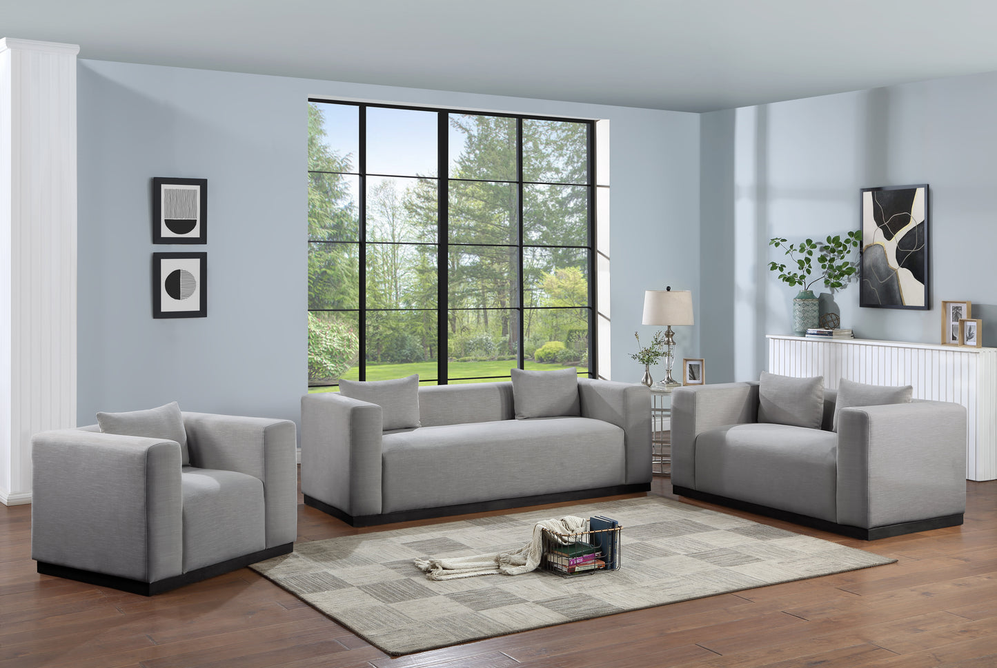 carly grey linen textured fabic sofa s