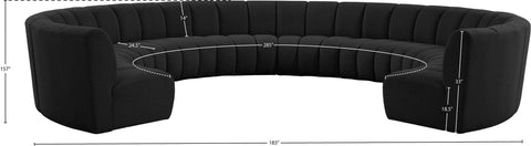 Calais Black Boucle Fabric 10pc. Modular Sectional PC