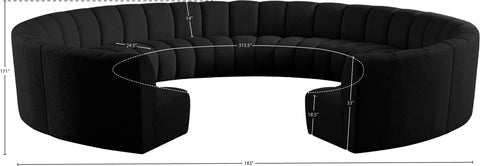 Calais Black Boucle Fabric 11pc. Modular Sectional PC