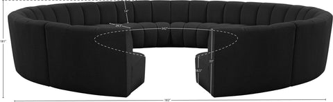 Calais Black Boucle Fabric 12pc. Modular Sectional PC
