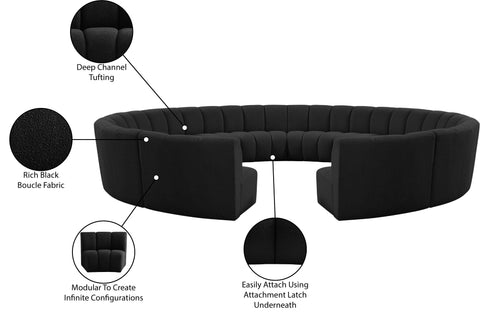 Calais Black Boucle Fabric 12pc. Modular Sectional PC