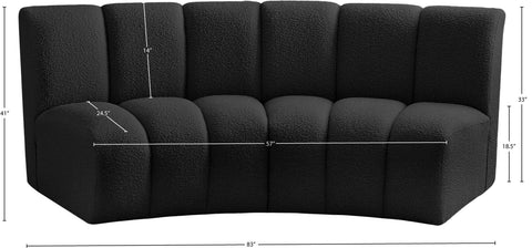 Calais Black Boucle Fabric 2pc. Modular Sectional PC