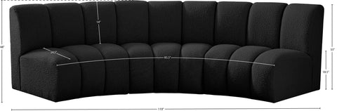 Calais Black Boucle Fabric 3pc. Modular Sectional PC