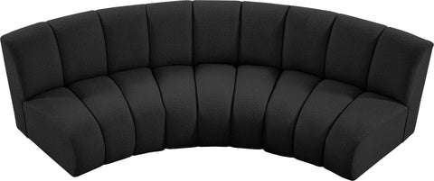 Calais Black Boucle Fabric 3pc. Modular Sectional PC
