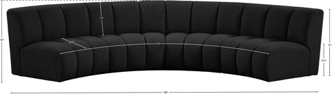Calais Black Boucle Fabric 4pc. Modular Sectional PC