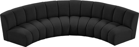 Calais Black Boucle Fabric 4pc. Modular Sectional PC