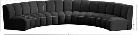 Calais Black Boucle Fabric 5pc. Modular Sectional PC
