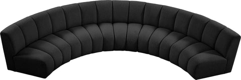 Calais Black Boucle Fabric 5pc. Modular Sectional PC