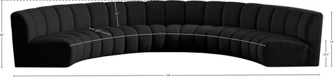 Calais Black Boucle Fabric 6pc. Modular Sectional PC