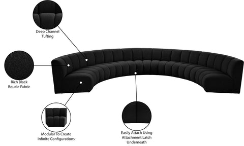 Calais Black Boucle Fabric 7pc. Modular Sectional PC
