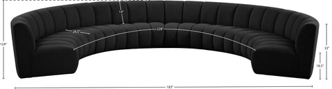 Calais Black Boucle Fabric 8pc. Modular Sectional PC
