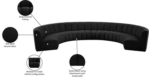 Calais Black Boucle Fabric 8pc. Modular Sectional PC