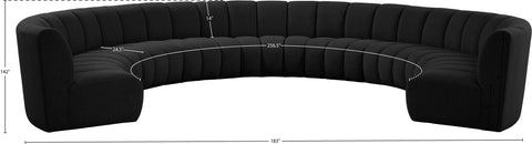 Calais Black Boucle Fabric 9pc. Modular Sectional PC