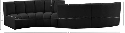 Calais Black Boucle Fabric 4pc. Modular Sectional S4PC