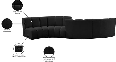 Calais Black Boucle Fabric 4pc. Modular Sectional S4PC