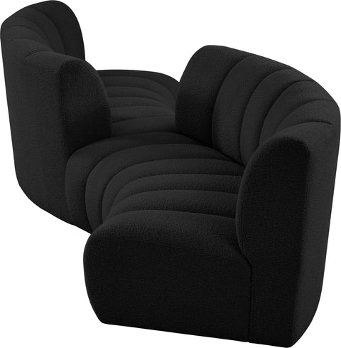 Calais Black Boucle Fabric 4pc. Modular Sectional S4PC