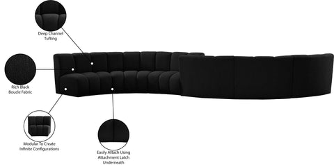 Calais Black Boucle Fabric 6pc. Modular Sectional S6PC