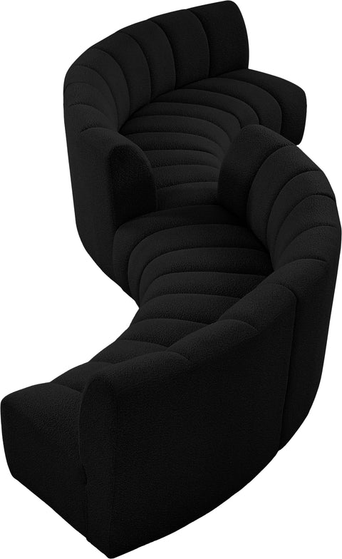 Calais Black Boucle Fabric 6pc. Modular Sectional S6PC