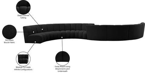 Calais Black Boucle Fabric 8pc. Modular Sectional S8PC