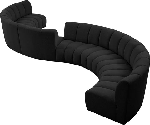 Calais Black Boucle Fabric 8pc. Modular Sectional S8PC