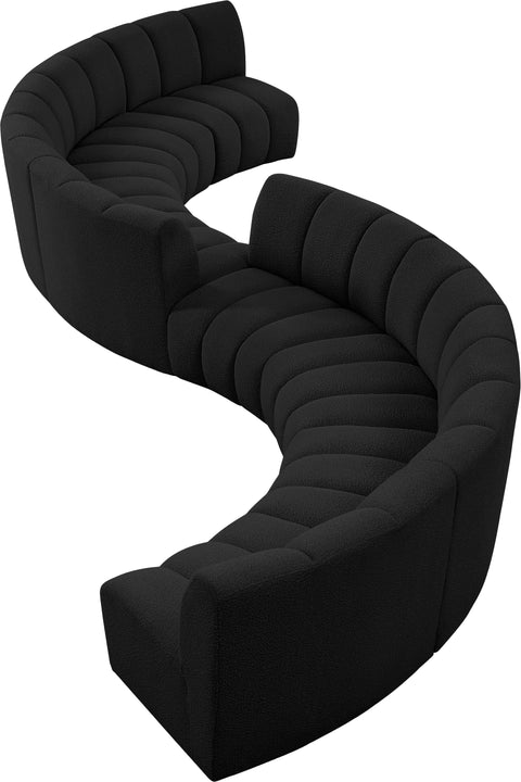 Calais Black Boucle Fabric 8pc. Modular Sectional S8PC