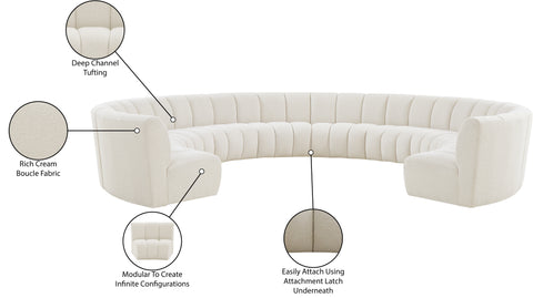 Calais Cream Boucle Fabric 10pc. Modular Sectional PC