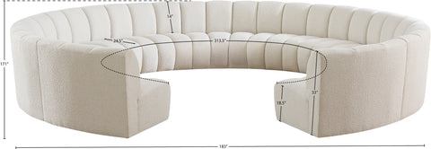 Calais Cream Boucle Fabric 11pc. Modular Sectional PC