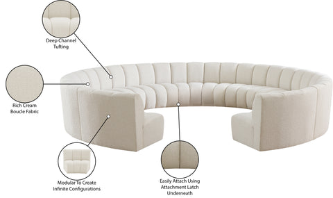 Calais Cream Boucle Fabric 11pc. Modular Sectional PC