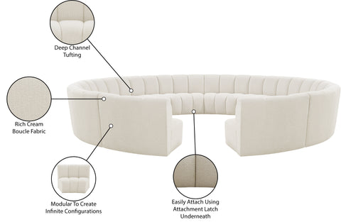 Calais Cream Boucle Fabric 12pc. Modular Sectional PC