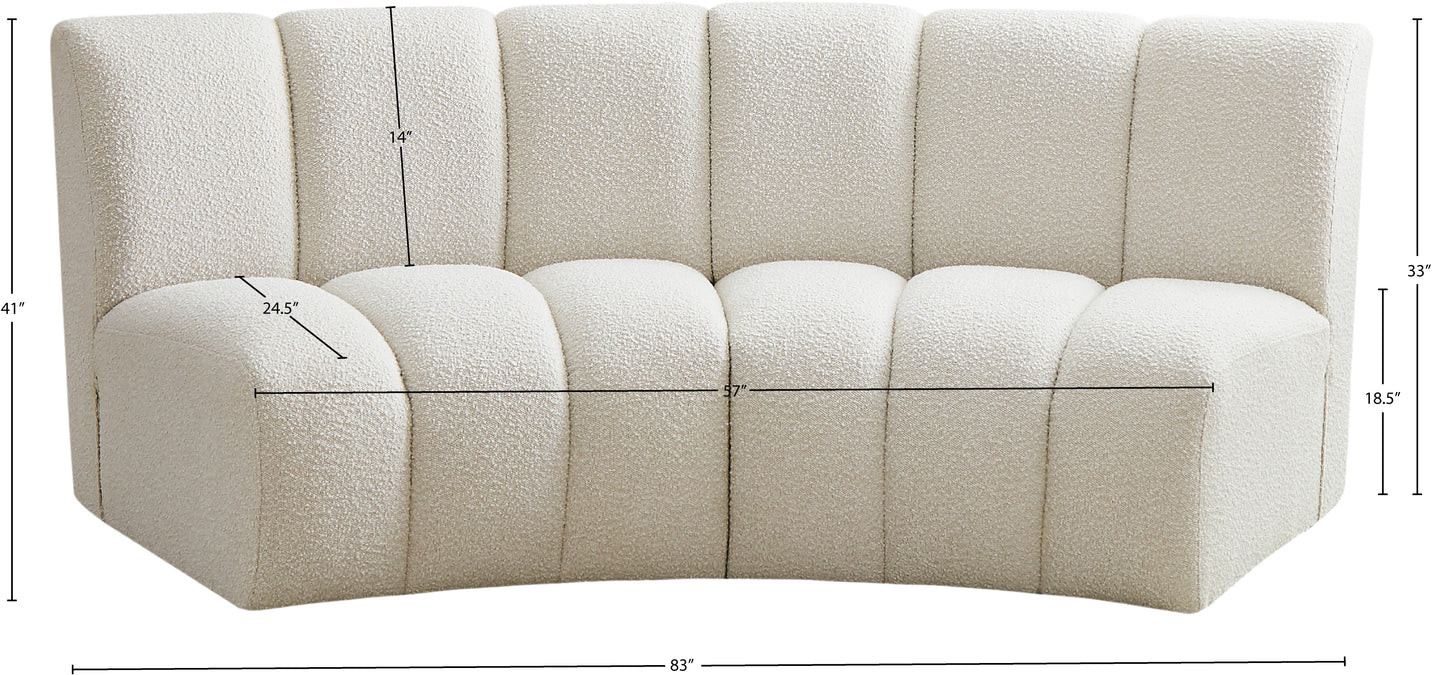 calais cream boucle fabric 2pc. modular sectional pc