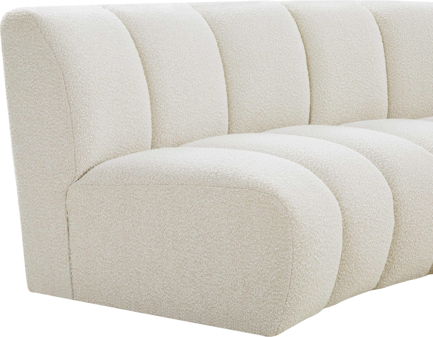 calais cream boucle fabric 2pc. modular sectional pc