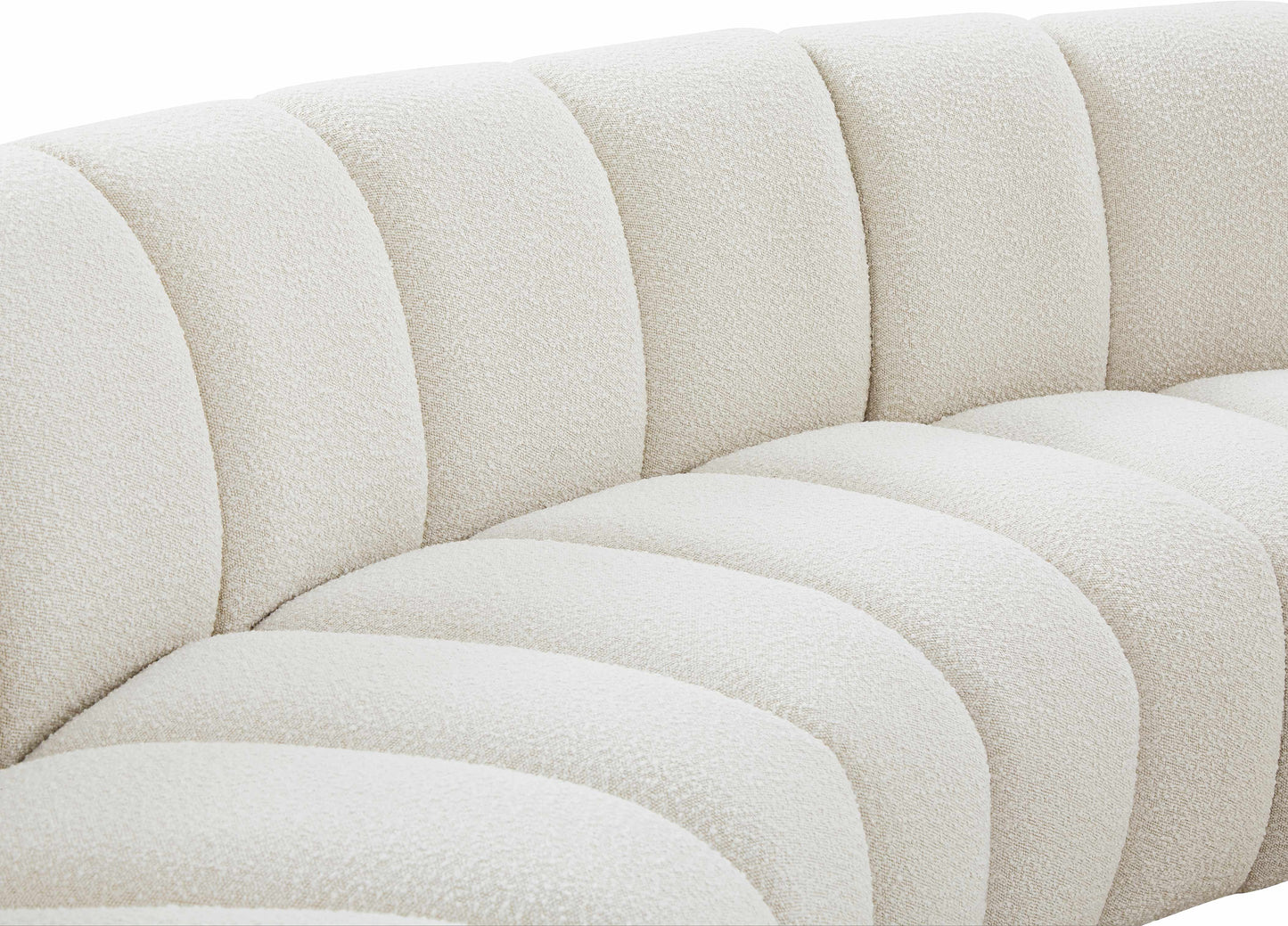 calais cream boucle fabric 2pc. modular sectional pc