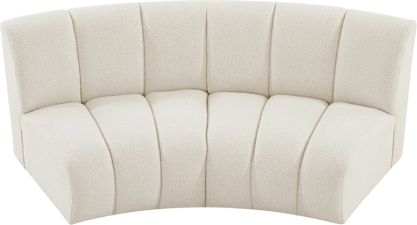 calais cream boucle fabric 2pc. modular sectional pc