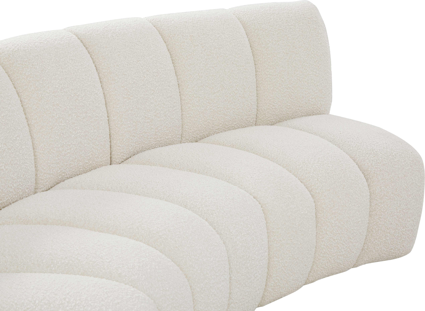 calais cream boucle fabric 2pc. modular sectional pc