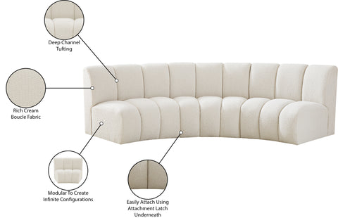 Calais Cream Boucle Fabric 3pc. Modular Sectional PC