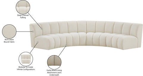 Calais Cream Boucle Fabric 4pc. Modular Sectional PC