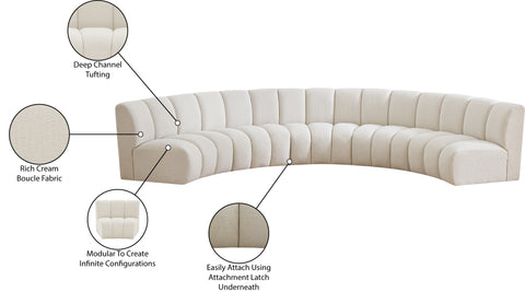 Calais Cream Boucle Fabric 5pc. Modular Sectional PC
