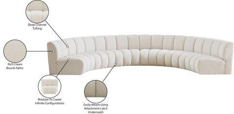 Calais Cream Boucle Fabric 6pc. Modular Sectional PC