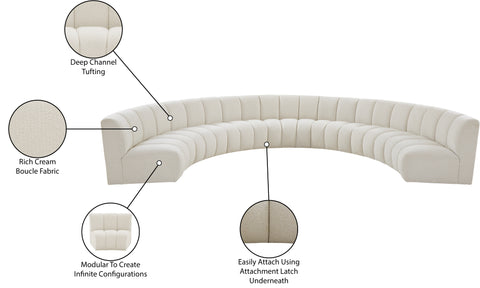 Calais Cream Boucle Fabric 7pc. Modular Sectional PC