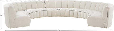 Calais Cream Boucle Fabric 9pc. Modular Sectional PC