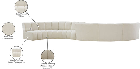 Calais Cream Boucle Fabric 6pc. Modular Sectional S6PC