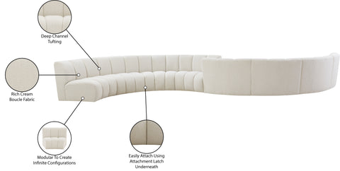 Calais Cream Boucle Fabric 8pc. Modular Sectional S8PC