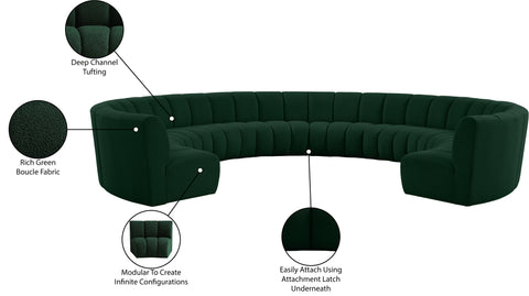 Calais Green Boucle Fabric 10pc. Modular Sectional PC