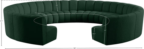 Calais Green Boucle Fabric 11pc. Modular Sectional PC