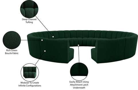 Calais Green Boucle Fabric 12pc. Modular Sectional PC