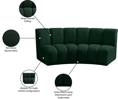 Calais Green Boucle Fabric 2pc. Modular Sectional PC